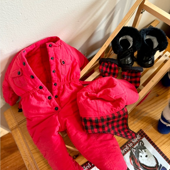 American Girl Bred to Sled, Sled Ahead Set - Sleigh, Red Winter, Husky Dog Snow - Picture 7 of 13